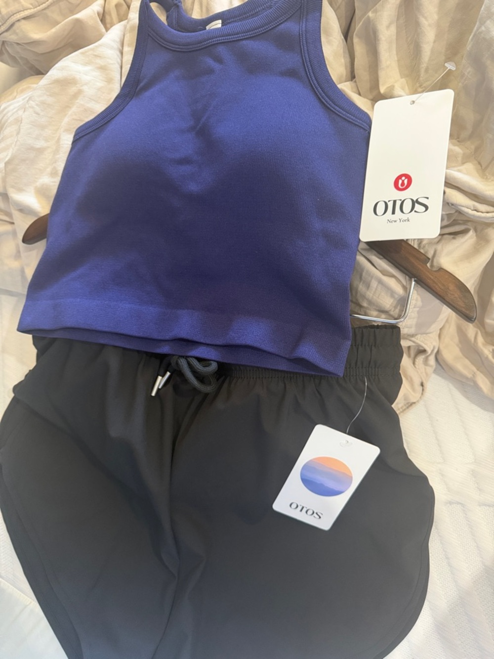 OTOS Cropped Tank with Black Athletic Shorts